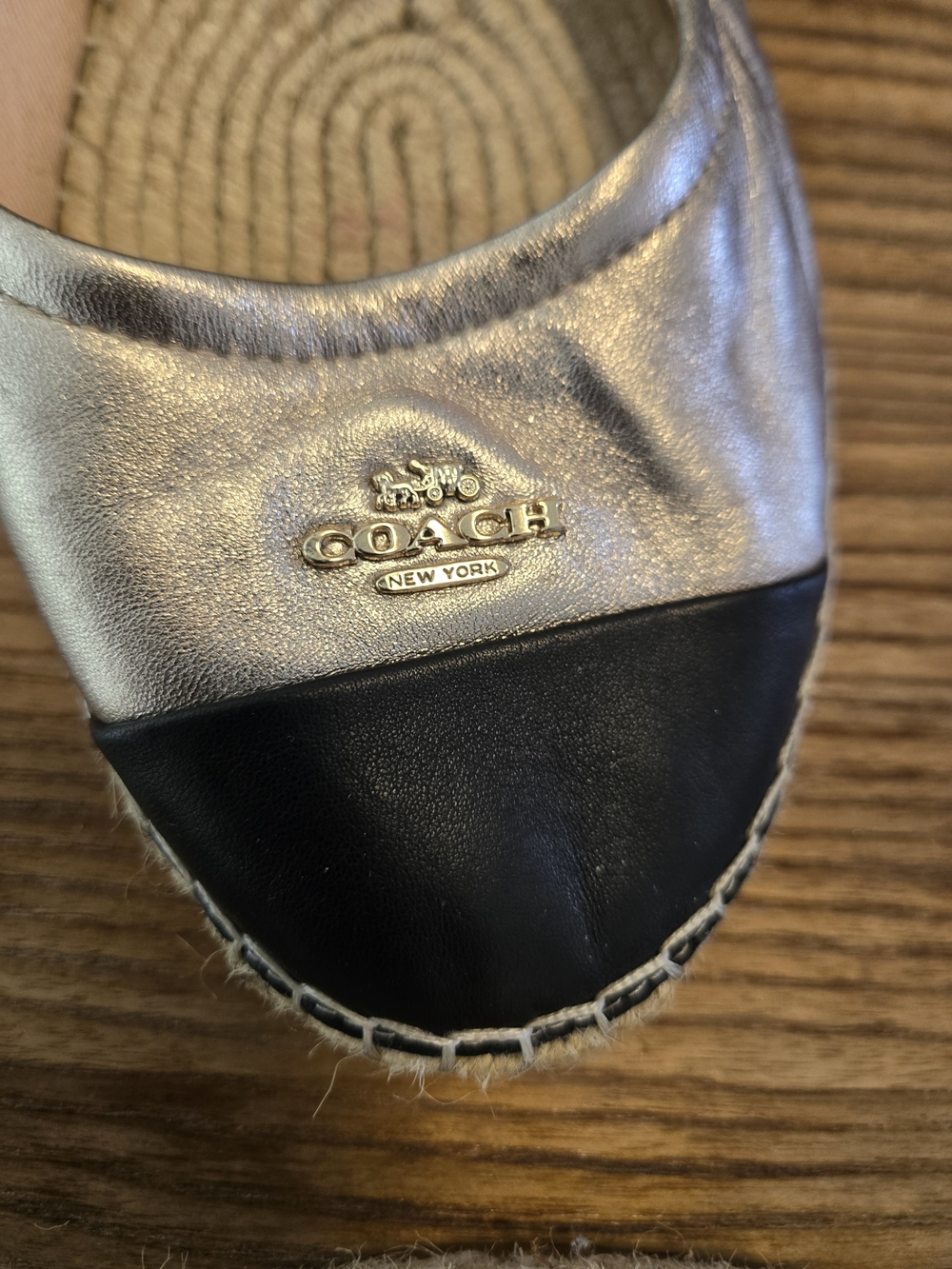 Coach Camryn Metallic Leather Espadrille Slip-on Size 10 - Picture 11 of 14